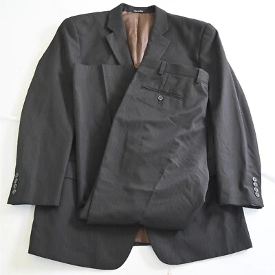 Van Heusen 42R 38x30 Brown Striped Mens Jacket Pants Suit - Image 1 of 4