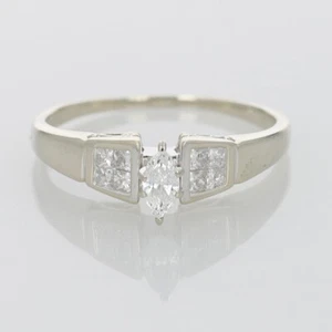 .44ctw Diamond Solitaire with Accents Engagement Ring 14k White Gold Size 9.5 - Picture 1 of 6