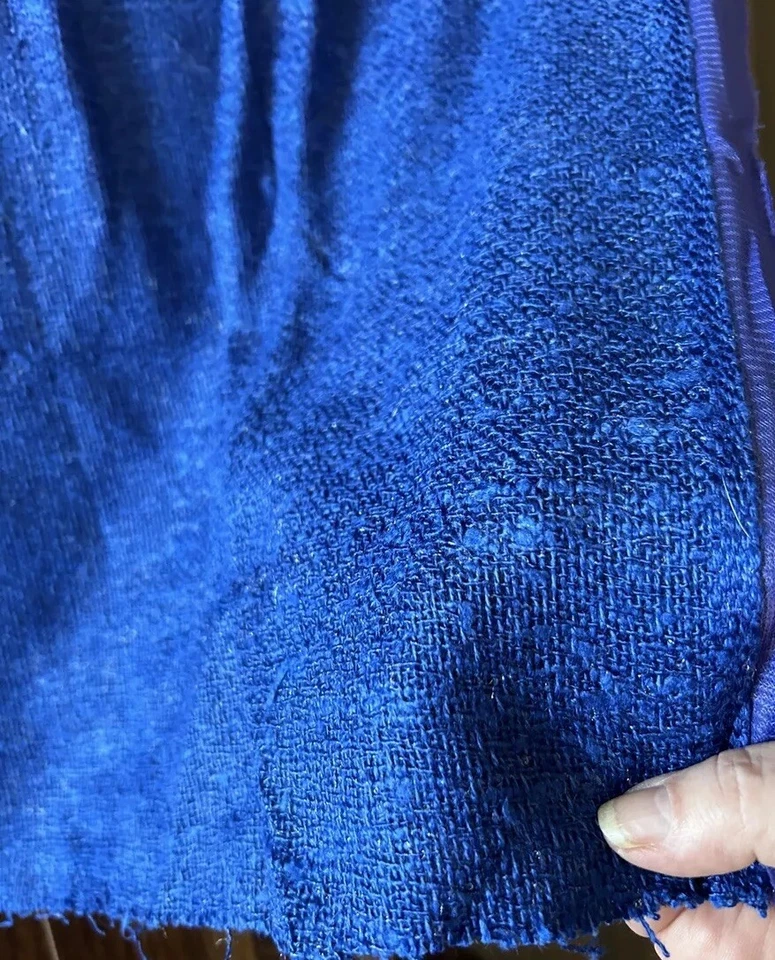 Tela De Colección Tejida Lana Unida Forrada con Nylon/Poli Azul Cobalto Precioso 44”x3yds Foto 1 de 4