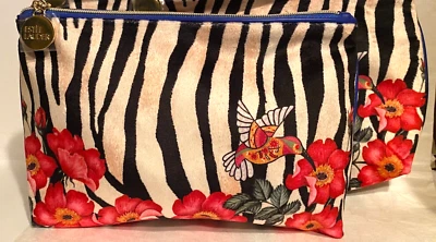 Juego de 2 bolsas de cosméticos de maquillaje Estee Lauder flores y pájaros Foto 1 de 2