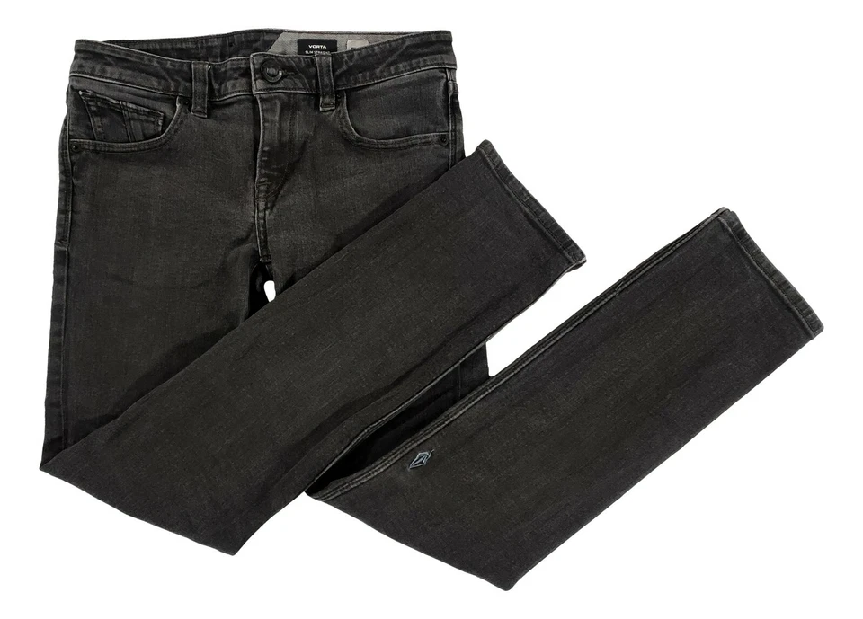 Mens 27/14 Volcom Vorta Slim Straight Black Denim Jeans Preowned - Image 1 of 4