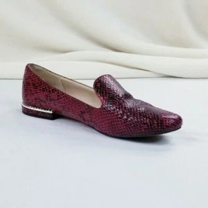 Zara Basic Women's Red Animal/Snake Print Flat Loafers Beaded Heels EUR 39 US 9 - Picture 1 of 12