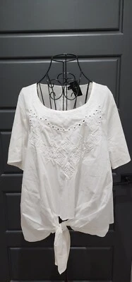 Lane Bryant Mujer Blanco Ojales Bordado Volantes Manga Talla Grande 14/16 Nuevo con Etiquetas Foto 1 de 4