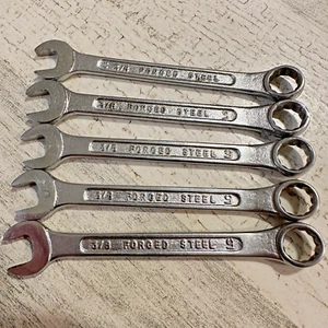 3/8" Combination Wrench 12 Point Forged Steel 4.5" Long Made in USA Lot of 5 - Picture 1 of 5
