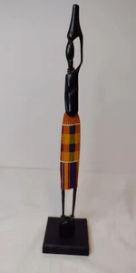 Afrikanische Frau Skulptur handgeschnitzt Holzdekor ca. 14" hoch - Bild 1 von 13
