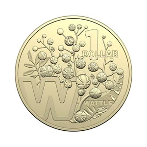 2022 Australia Post Great Aussie Coin Hunt - ''W" Wattle $1 Coin - Picture 1 of 2