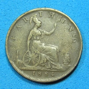 UK Great Britain Farthing Coin 1884, Queen Victoria, Combined Shipping - Picture 1 of 2