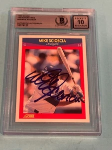 Mike Scioscia signierte 1990 SCORE 100 SUPERSTARS Karte #48 Beckett BAS AUTO 10 - Bild 1 von 2