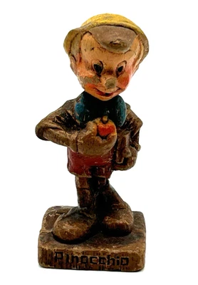 1940 PINOCHO con APPLE 3,5" rara estatuilla de madera siroco WDP DISNEY multiproductos Foto 1 de 4