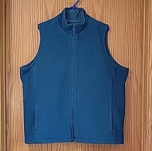 Chaleco polar Lands' End para mujer 2X 20/22W forrado acolchado cremallera bolsillos delanteros verde azulado - Imagen 1 de 5