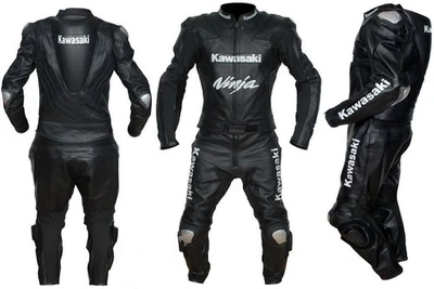 Kawasaki ninja Motorbike real Cowhide Leather Motorcycle Racing Protected suit - Image 1 of 4