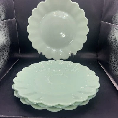 "Juego de cuatro platos de cena festoneados de jadeíta belleza atemporal mujer pionera de 10,25""" Foto 1 de 4