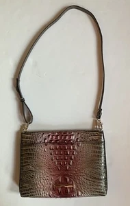 Lorelei Melbourne Embossed Brahmin Shoulder Pink Gold Ombré Croc Leather EUC - Picture 1 of 10