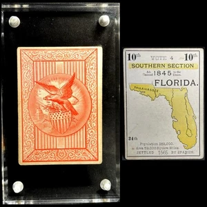 Mapa del estado de Florida c1880 EE. UU. Tarjeta de juego Geografía Salón Juego Escudo y Águila - Imagen 1 de 20