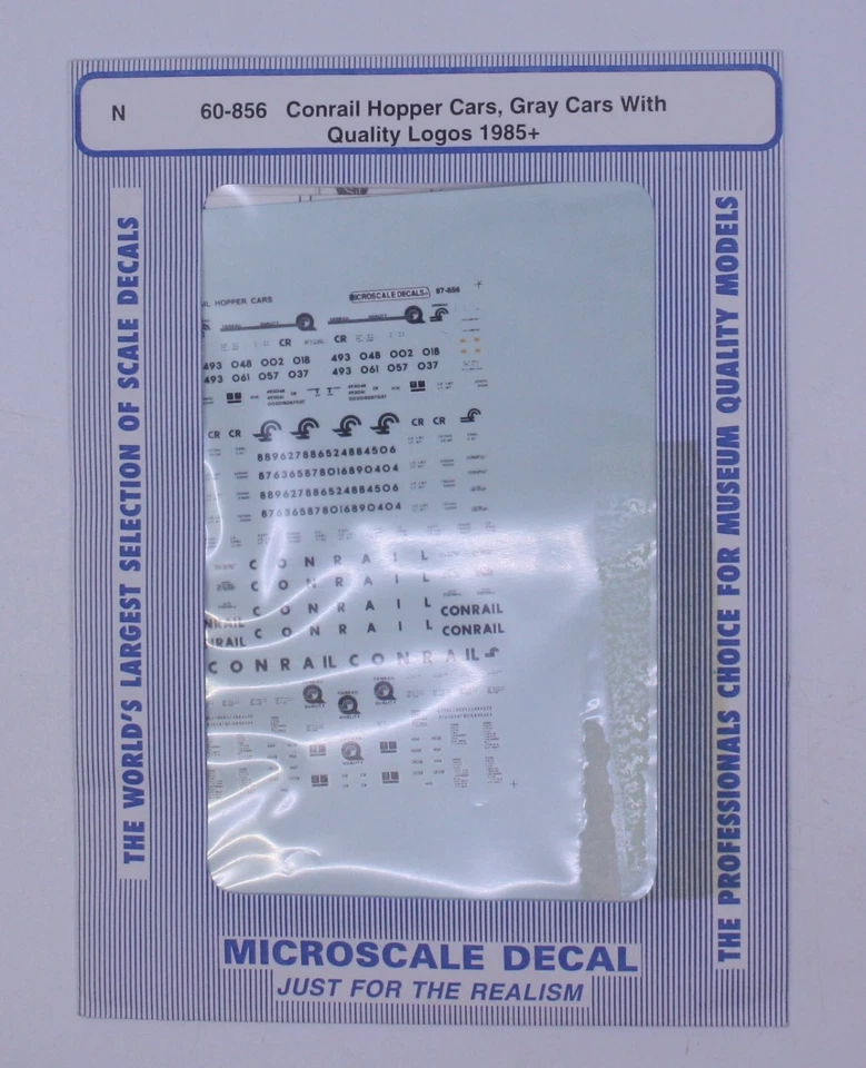 Microscale 60-856 1985+ Gray Conrail Hopper Cars w/ Quality Logos Decal Sheet - Image 1 of 1