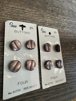 Vintage Sears Buttons Plum Brown Plastic Set of 8 on 2 cards Size 23 (5/8") - Image 1 of 4