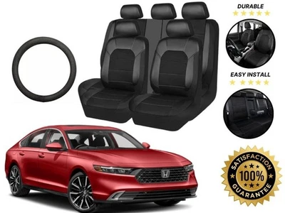 Paquete completo de 5 asientos delanteros traseros negros para todos los Honda Civic Foto 1 de 4