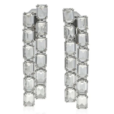 Swarovski Rhodium Plated Millenia Octagon Clip Earrings - Image 1 of 4
