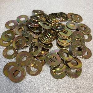 USS Flat Washers Thru-Hardened Zinc Yellow Plated- 3/8"- New /No Box- Lot of 86 - Picture 1 of 1