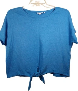 Chico's Top Mujer 0 Azul Lino Barco Caída Hombro Corbata Frontal - Imagen 1 de 16