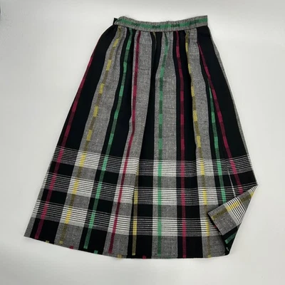 Falda a Cuadros Koret Career Vintage Para Mujer Talla 8 Negra Multi Rayas Hasta la Rodilla Foto 1 de 4