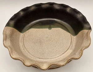 Semper Fi Pottery Two Tone Studio Crafted Round Bowl Fluted Edge Seagrove NC - Picture 1 of 11