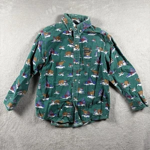 Vintage Uncommon OshKosh Boys Size 7 Green Flannel Moose Novelty Print Winter#2B - Picture 1 of 10