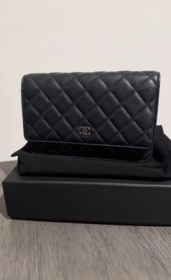 AUTHENTIC CHANEL Wallet on Chain-Black Caviar/ Gold hardware Crossbody Bag  - Image 1 of 4