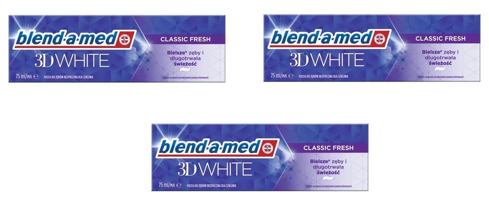 3X BLEND-A-MED 3D WHITE CLASSIC FRESH ZAHNPASTA 3X75ML (3X2.54 fl oz)