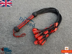 CATO O NUEVE COLAS TOP CUERO REAL FLAGGER LÁTIGO ROSAS ROJAS Y HOJAS ROJAS LÁTIGO - Imagen 1 de 7