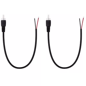 2 Pack 11" Bare Wire Cables to RCA Plugs Adapter for Speakers Amplifier - Picture 1 of 4