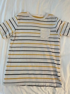 CIRCO BOYS MEDIUM SHORT SLEEVE POCKET T-SHIRT CREAM WITH GRAY AND YELLOW STRIPES - Image 1 of 4