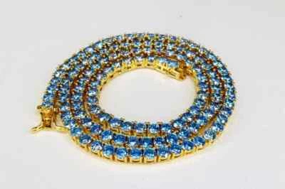 20CT Round 4MM Lab Created Topaz 18" Tennis Necklace 14K Yellow Gold Plated - Image 1 of 4