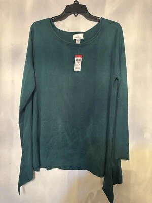 NWT Jaclyn Smith Sweater Sharkbite Swing Green Long Sleeve XL - Image 1 of 4