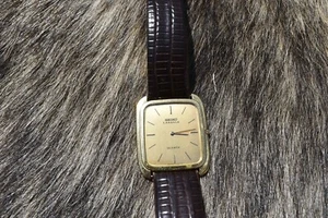 Vintage Seiko Lassale Uhr Herren Gold Zifferblatt 27mm 9300-5008 Leder neue Batterie - Bild 1 von 9