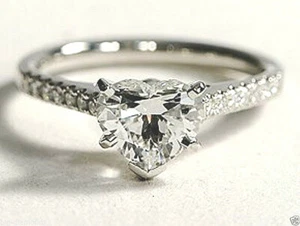 0.70 Cts D Color Heart Shape Natural Diamond Promise Engagement Ring Solid 14K - Picture 1 of 1
