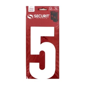 2x Securit Wheelie Bin Numbers White Self-Adhesive House Vinyl 170mm - No 5 - Picture 1 of 1