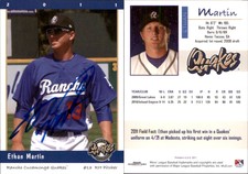 Ethan Martin Signed 2011 Grandstand Rancho Cucamonga Quakes #NNO Card Auto AU