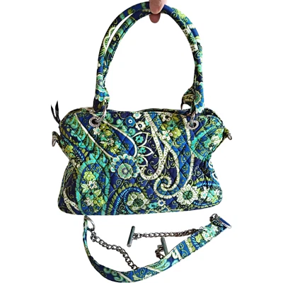 Cartera Vera Bradley Ritmo y Azul Bandolera Mango Superior Verde Cachemira Floral Foto 1 de 4