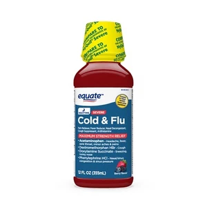 Equate Nighttime Severe Cold and Flu Relief, Max Strength, 12 fl oz - Picture 1 of 4