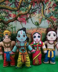 Ram Darbar Puppe Set 7,5" & 8" - Sita Rama Lakshman Hanuman weiche Puppen (DSRD) - Bild 1 von 1