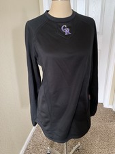 Majestic Brand COLORADO ROCKIES Warm Up Pullover Jacket Black MENS Small NEW NWT