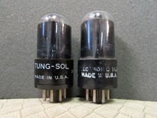 MATCHED PAIR OF TUNG SOL 6SL7GT ROUND PLATE VACUUM TUBES