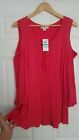 Women's Style&co Rayon Red Incredibly Soft Crochet Trim LooseFit Flowy Blouse 0X