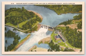 Postcard Greenwood County South Carolina Buzzard Roost Power Plant and Dam Vtg - Picture 1 of 2