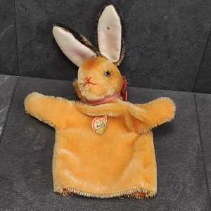 Vintage Steiff Handpuppe Hase Kaninchen Mit Knopf Und Pappschild - Bild 1 von 7