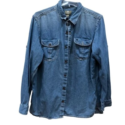 XL De Colección Años 90 Timberland Earthkeeper Denim Camisa Chaqueta Desteñida Para Hombre Talla ROLL TAB Foto 1 de 4