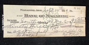 1939 Banca della rivista Arkansas, assegno bancario $93,25. Il nostro T7926 - Foto 1 di 7