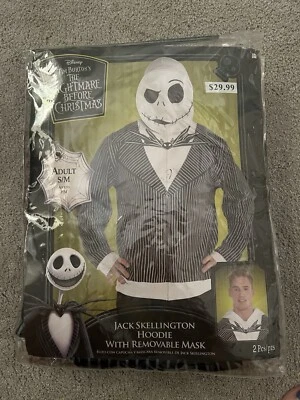 Jack Skellington Hoodie With Removable Mask S/M Halloween Costume Cosplay - Image 1 of 4