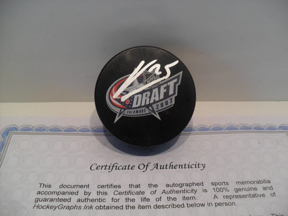 James van Riemsdyk autografado assinado 2007 NHL Draft Puck certificado de autenticidade Filadélfia - Imagem 1 de 1